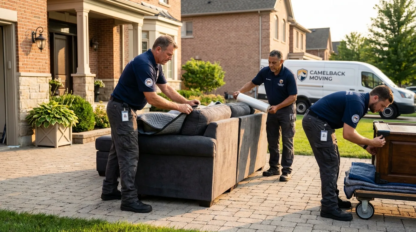 Large estate moving crew wrapping furniture in Bayard, NE